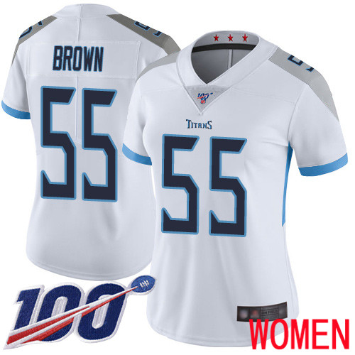 Tennessee Titans Limited White Women Jayon Brown Road Jersey NFL Football 55 100th Season Vapor Untouchable